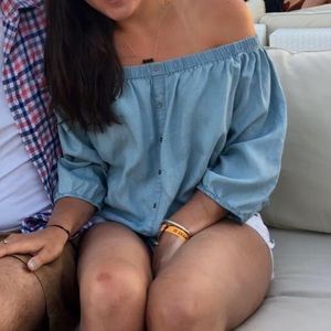 Mustard Seed off shoulder chambray top